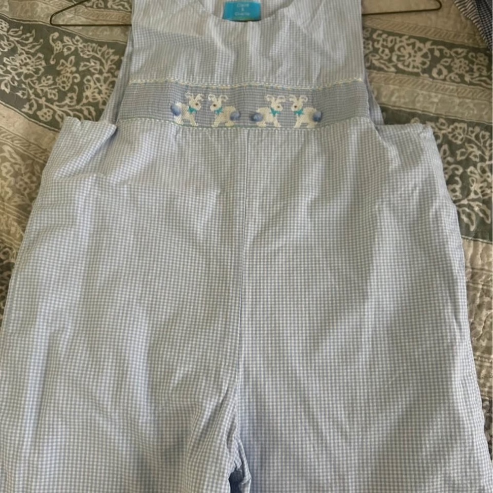Blue Gingham Kids Overalls